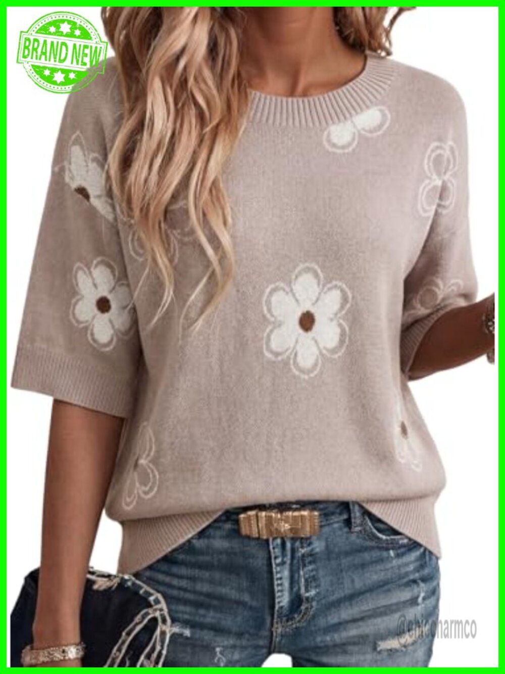 Womens Cotton Knit Short Sleeve Sweater Top Casual Loose Tunic